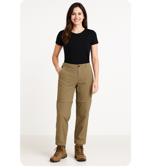 L.L. BEAN Traveler Women’s Khaki Conversion/Zip-Off Pants Size 12P - Picture 1 of 15